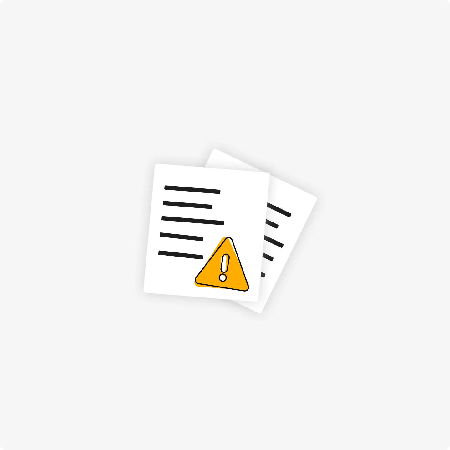 three pieces of paper with a yellow exclamation point on them